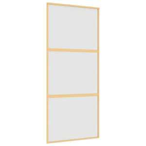 Skjutdörr guld 90x205 cm frostat ESG-glas och aluminium