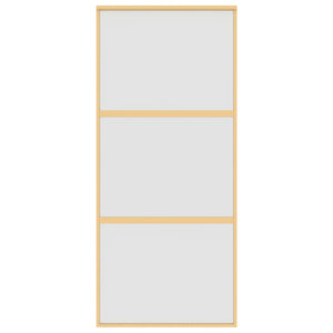 Skjutdörr guld 90x205 cm frostat ESG-glas och aluminium