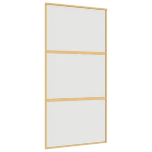 Skjutdörr guld 102,5x205 cm frostat ESG-glas och aluminium