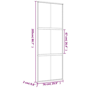 Skjutdörr guld 76x205 cm klart ESG-glas och aluminium