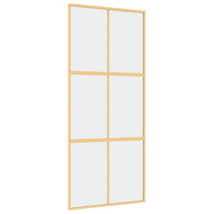 Skjutdörr guld 90x205 cm klart ESG-glas och aluminium