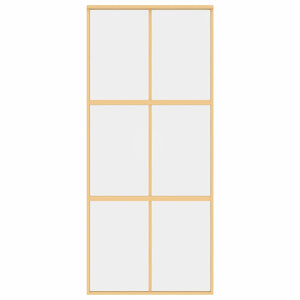 Skjutdörr guld 90x205 cm klart ESG-glas och aluminium