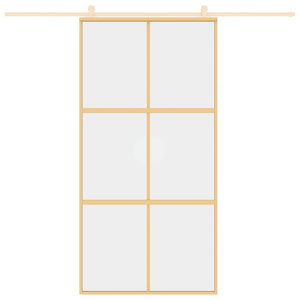 Skjutdörr guld 102,5x205 cm klart ESG-glas och aluminium
