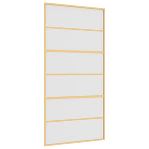Skjutdörr guld 102,5x205 cm frostat ESG-glas och aluminium