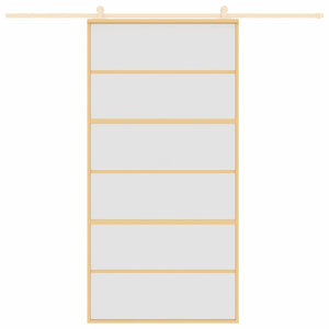 Skjutdörr guld 102,5x205 cm frostat ESG-glas och aluminium