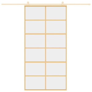 Skjutdörr guld 102,5x205 cm klart ESG-glas och aluminium