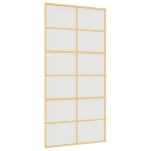 Skjutdörr guld 102,5x205 cm frostat ESG-glas och aluminium