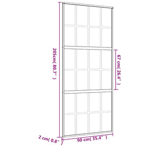 Skjutdörr guld 90x205 cm frostat ESG-glas och aluminium