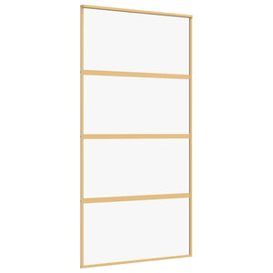Skjutdörr guld 102,5x205 cm klart ESG-glas och aluminium