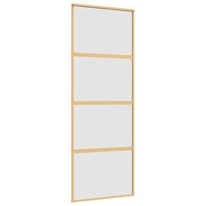 Skjutdörr guld 76x205 cm frostat ESG-glas och aluminium