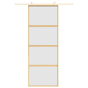 Skjutdörr guld 76x205 cm frostat ESG-glas och aluminium