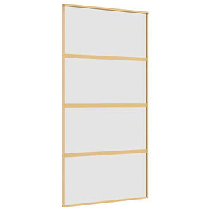 Skjutdörr guld 102,5x205 cm frostat ESG-glas och aluminium