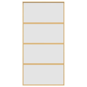 Skjutdörr guld 102,5x205 cm frostat ESG-glas och aluminium