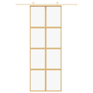 Skjutdörr guld 76x205 cm klart ESG-glas och aluminium