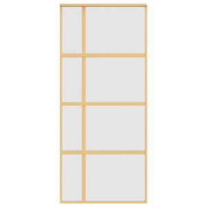 Skjutdörr guld 90x205 cm frostat ESG-glas och aluminium
