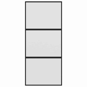 Skjutdörr svart 90x205 cm härdat glas och aluminium