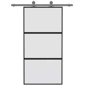 Skjutdörr svart 102,5x205 cm härdat glas och aluminium