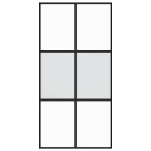 Skjutdörr svart 102,5x205 cm härdat glas och aluminium