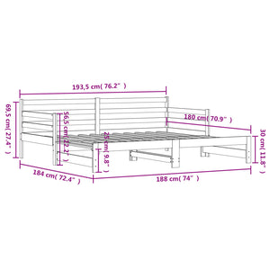 Dagbädd med extrasäng vit 90x190 cm massiv furu