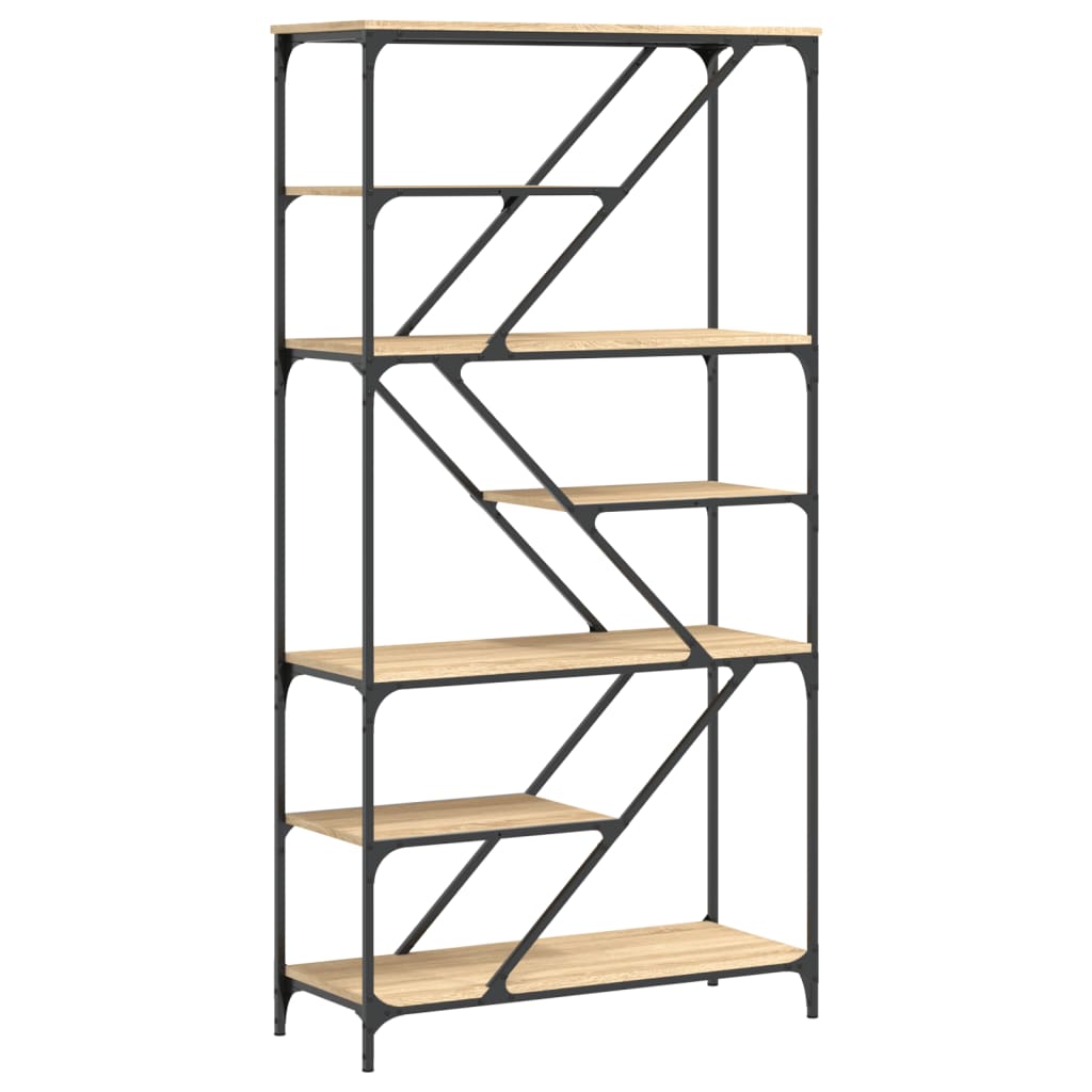 Bokhylla sonoma-ek 91x36x176 cm konstruerat trä och stål