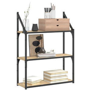 Vägghylla 3 hyllor sonoma-ek 60x21x78,5 cm konstruerat trä