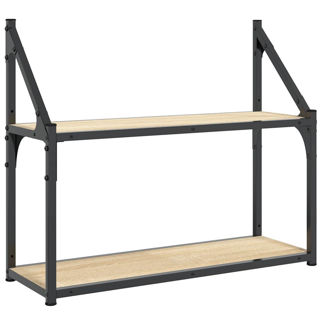 Vägghylla med 2 våningar Sonoma Ek 60x21x51 cm parkettträ