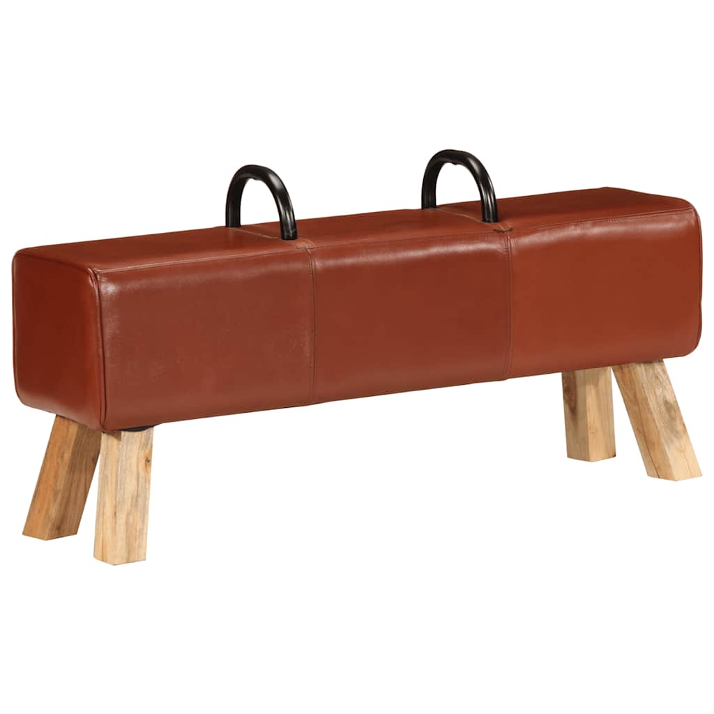 Gymbänk brun 110 cm äkta Läder