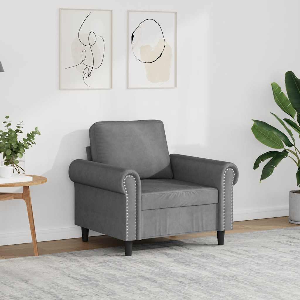 Fåtölj mörkgrå 60 cm sammet