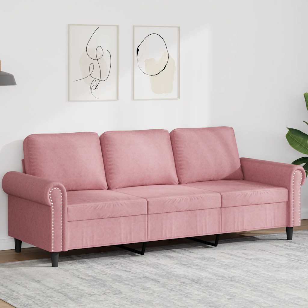 3-sitssoffa rosa 180 cm sammet