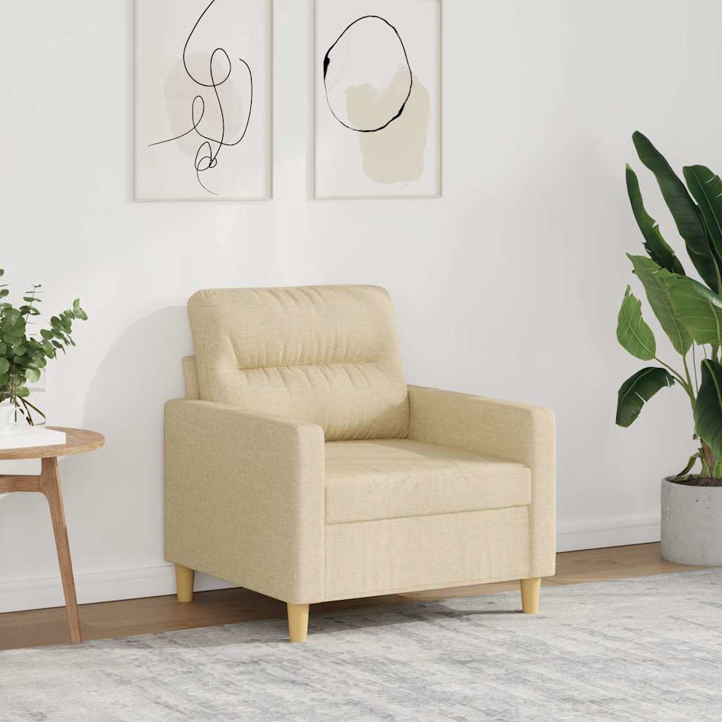 Fåtölj gräddvit 60 cm tyg