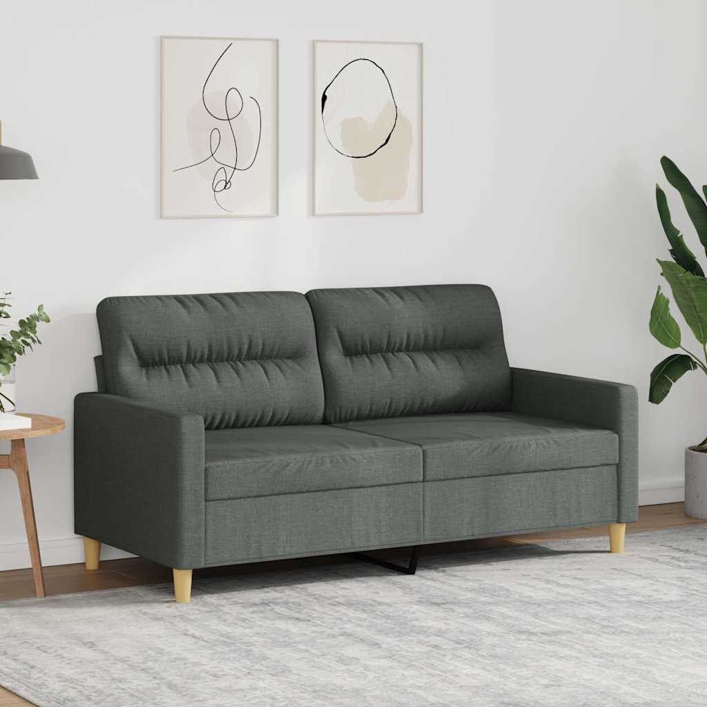 Soffa 2-sits mörkgrå 140 cm tyg