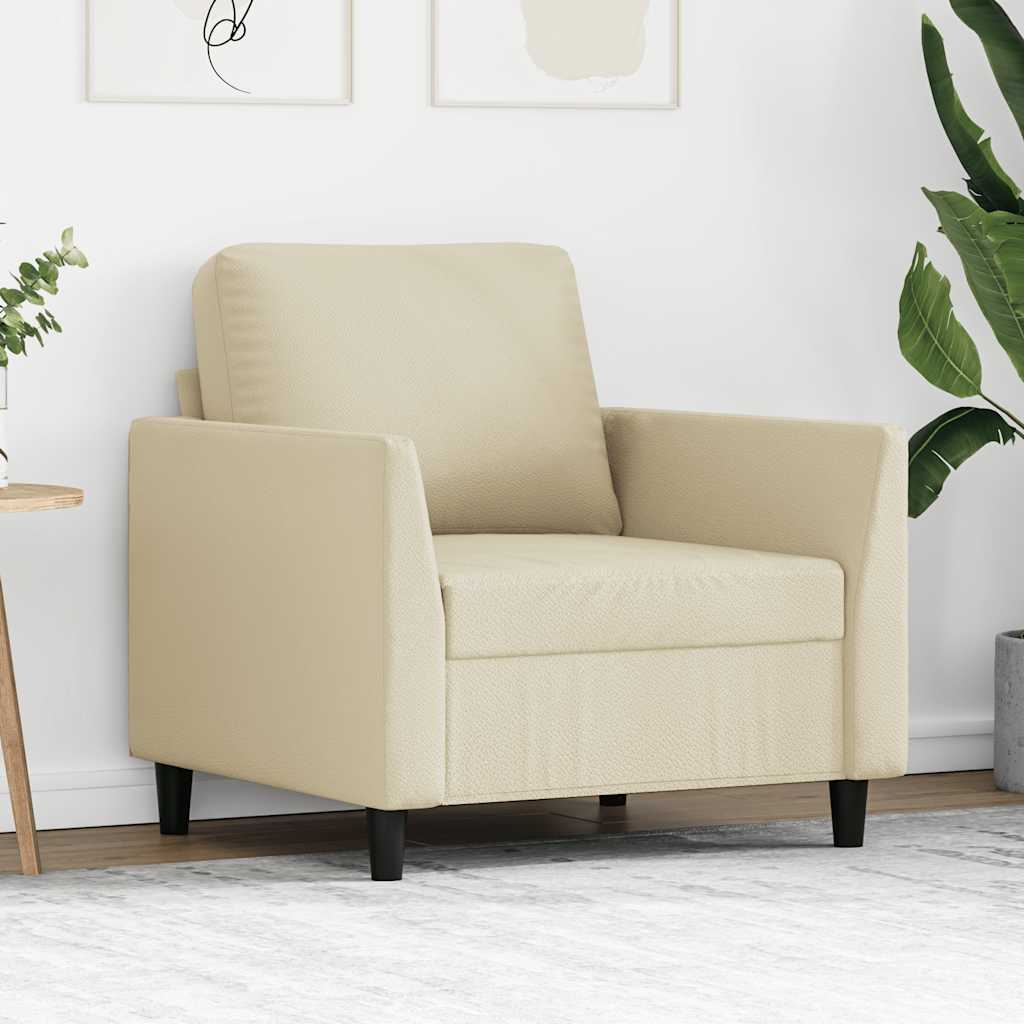 Fåtölj Gräddvit 60 cm konstläder