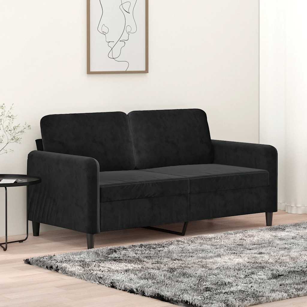 Soffa 2-sits svart 140 cm sammet