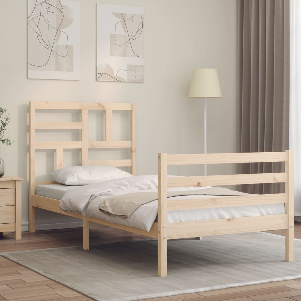 Sängram med huvudgavel 100x200 cm massivt trä