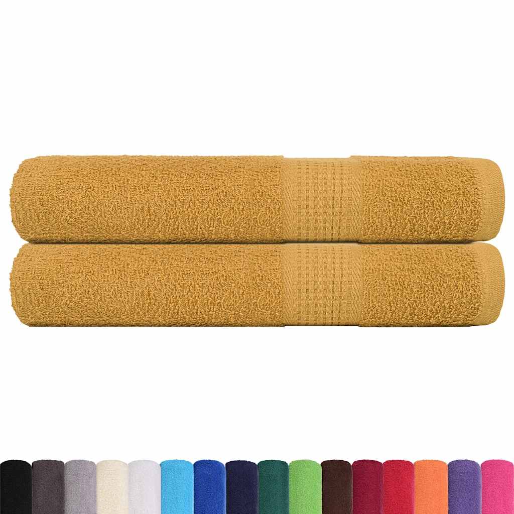 Bastuhanddukar FROGN 2 st guld 80x200 cm 360 gsm