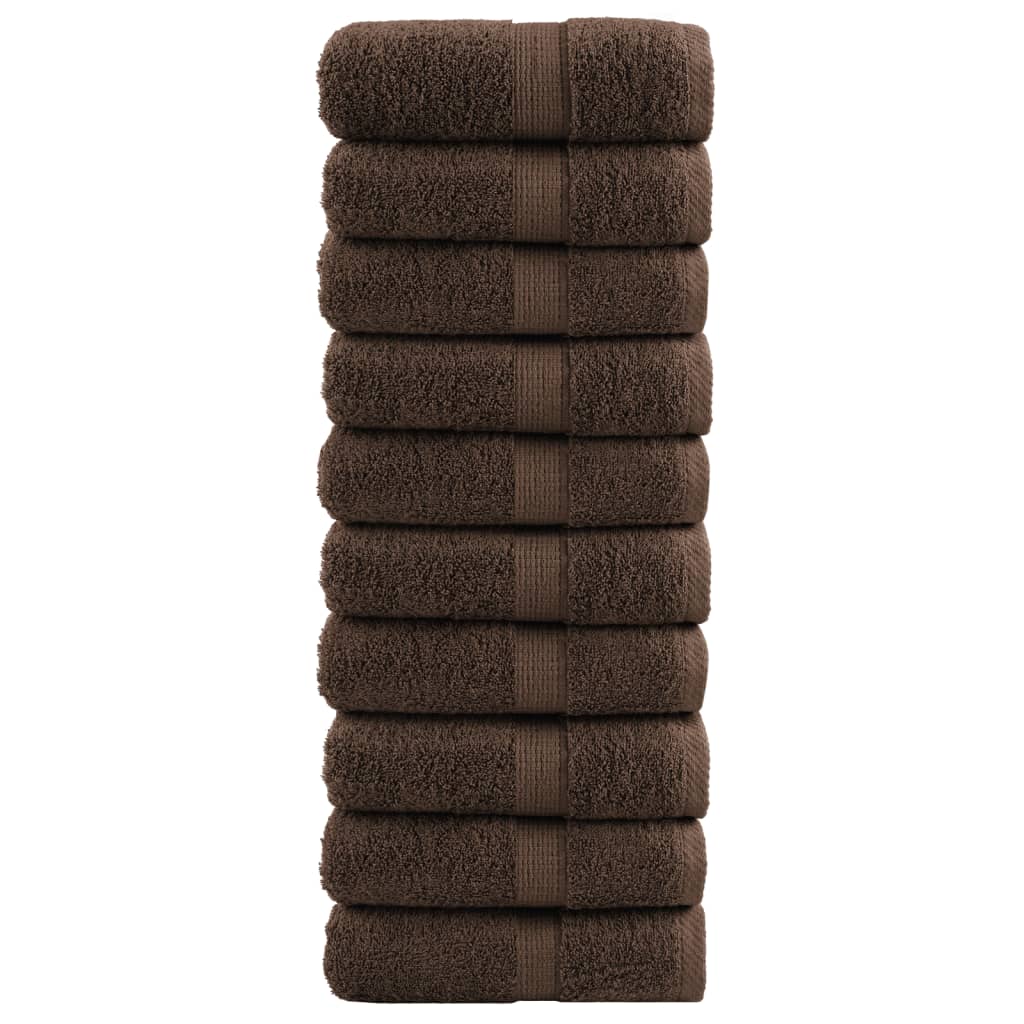 Premium Tvätthanddukar SOLUND 10 st bruna 30x30 cm 600 g/m²