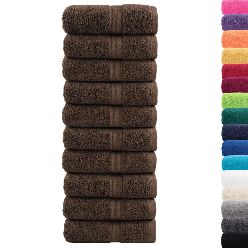 Premium Tvätthanddukar SOLUND 10 st bruna 30x30 cm 600 g/m²