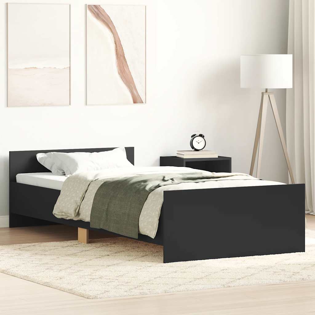 Sängram svart 90x190 cm konstruerat trä