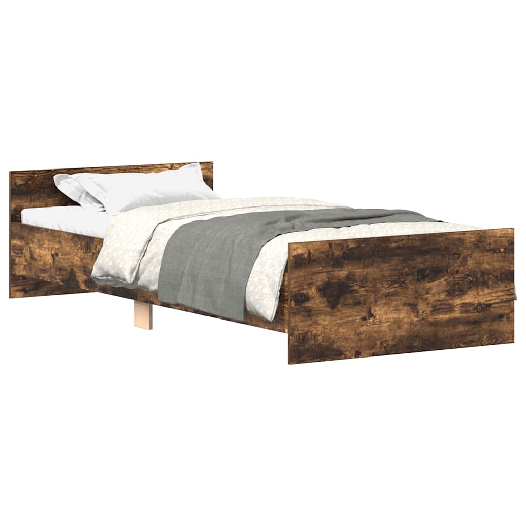 Sängram utan madrass rökfärgad ek 90x190 cm konstruerad trä