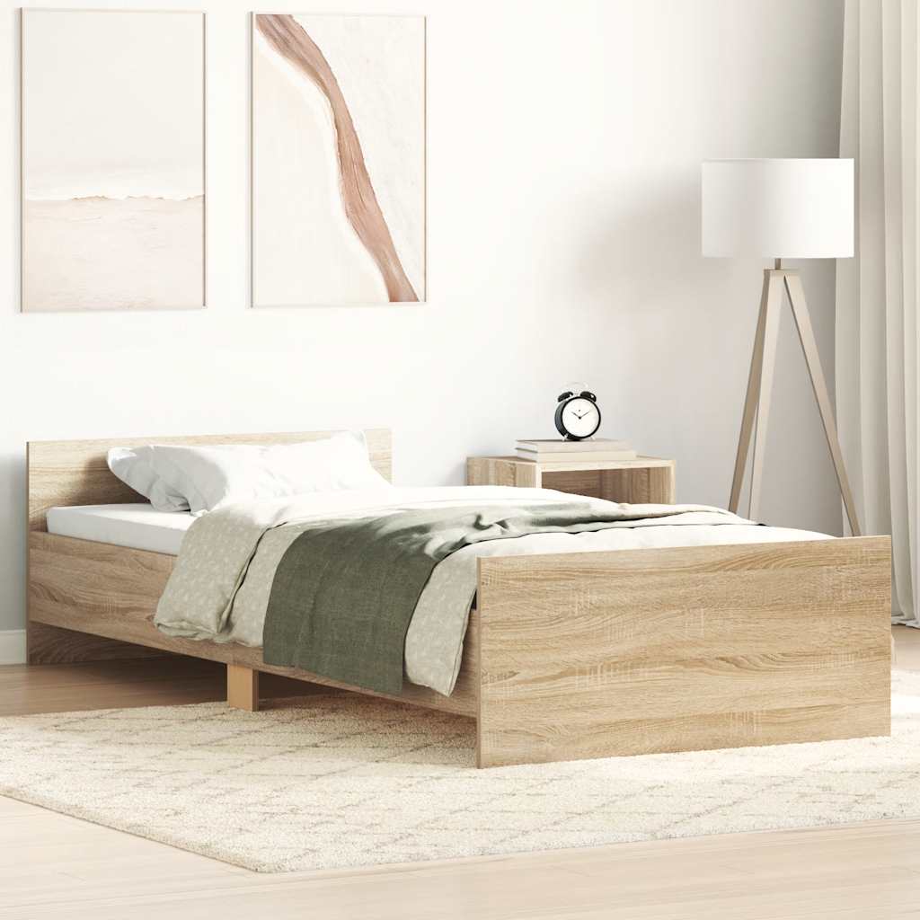 Sängram utan madrass sonoma-ek 75x190 cm konstruerad trä