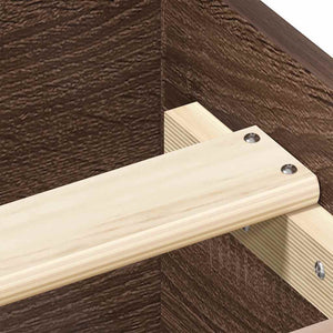 Sängram med huvudgavel och fotgavel brun ek 140x200 cm