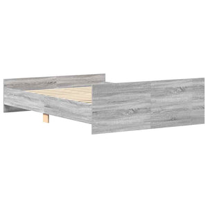 Sängram med huvudgavel och fotgavel grå sonoma 135x190 cm