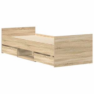 Sängram med huvudgavel och fotgavel sonoma-ek 100x200 cm