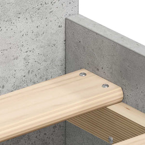 Sängram med huvudgavel och fotgavel betonggrå 90x200 cm