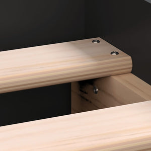 Sängram med huvudgavel och fotgavel svart 90x190 cm