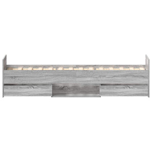 Sängram med huvudgavel och fotgavel grå sonoma 75x190 cm