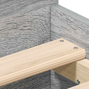 Sängram med huvudgavel och fotgavel grå sonoma 75x190 cm