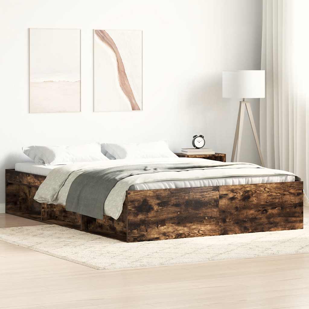 Sängram rökfärgad ek 140x200 cm