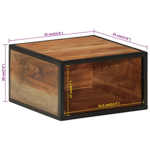 Väggmonterat sängbord 35x35x20 cm massivt akaciaträ