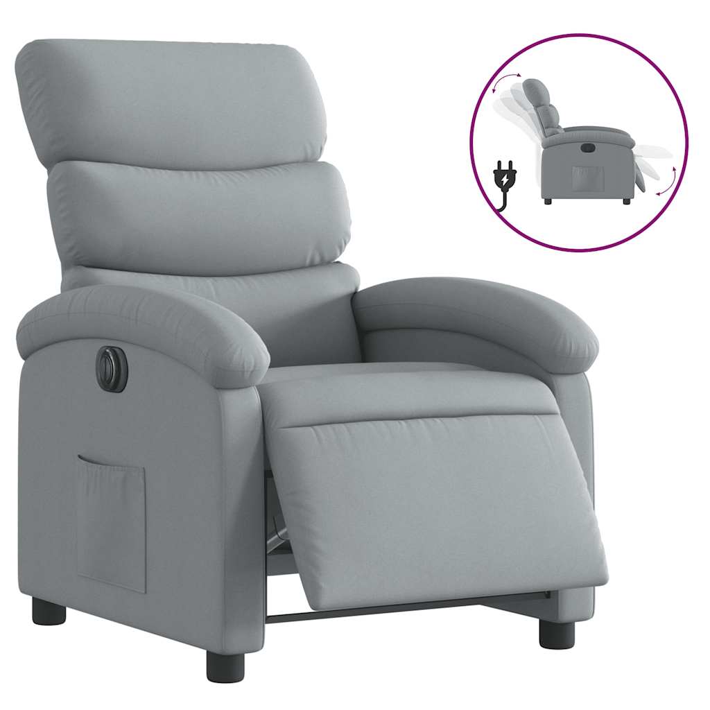 Elektrisk reclinerfåtölj ljusgrå tyg